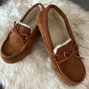 Brown Suede Moccasin Slippers